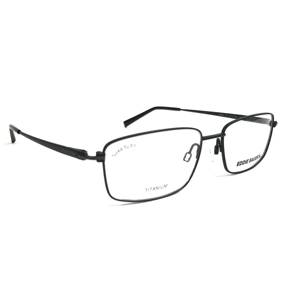 Eddie Bauer Eyeglasses Frames EB32087 BK Black Rectangle Titanium 57-17-150